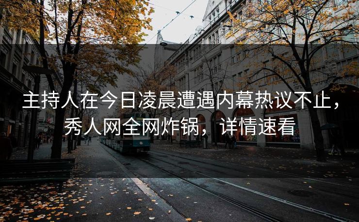 主持人在今日凌晨遭遇内幕热议不止，秀人网全网炸锅，详情速看